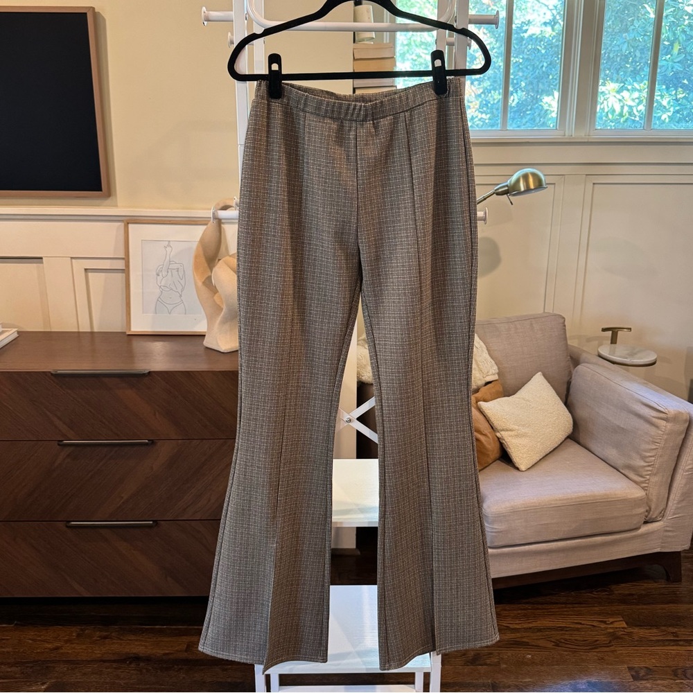 Plaid Stretch Flare Pants